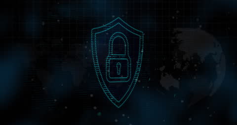 Digital Lock and World Map Highlighting Cyber Security