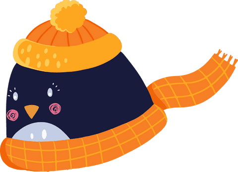cartoon penguin winter hat adorned with orange features on transparent background - Download Free Stock Videos Pikwizard.com