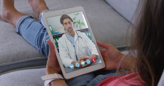 Patient Using Tablet for Telemedicine Virtual Doctor Consultation - Download Free Stock Images Pikwizard.com