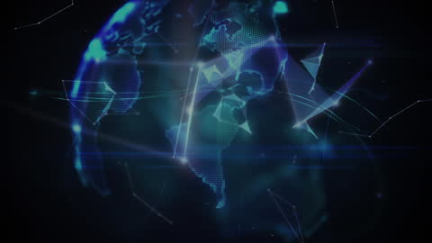 Digital Earth Hologram with Connected Network and Glowing Letter P
