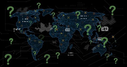 Global Technology Queries Over World Map with Digital Interface - Download Free Stock Images Pikwizard.com