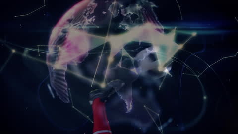 Digital Globe Overlay with Soccer Player Performing Stunt