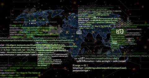 Global Data Processing with Digital World Map Concept - Download Free Stock Images Pikwizard.com