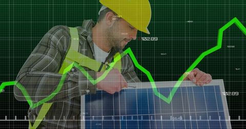 Engineer Working with Solar Panels and Data Analytics - Download Free Stock Images Pikwizard.com