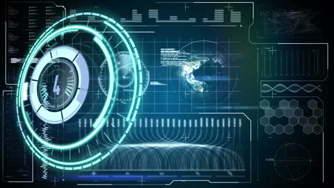 Futuristic Interface with Data Circles and Globe Visualization