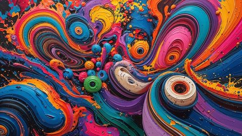 Vibrant Swirling Colors in Fluid Paint Abstract - Download Free Stock Images Pikwizard.com
