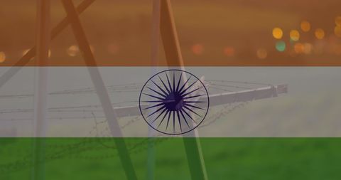 Indian Flag and Power Pylons: Ukraine Crisis Concept
