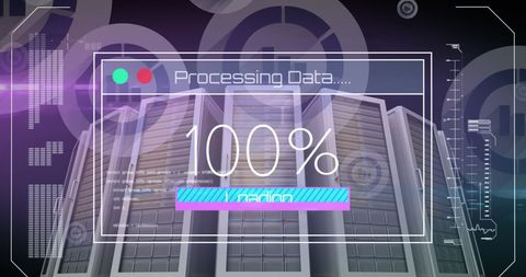 digital interface with data processing overlapping server room - Download Free Stock Images Pikwizard.com