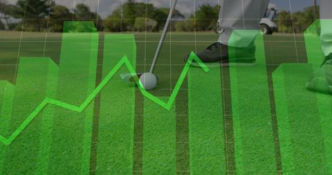 Business Growth Innovative Concept on Golf Course with Graph Overlay