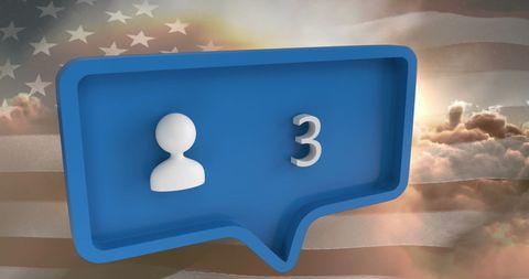 Social Media Icon on USA Flag Background