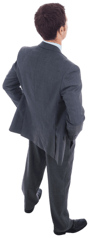 Businessman Standing Confidently with Hands on Hips in Transparent View