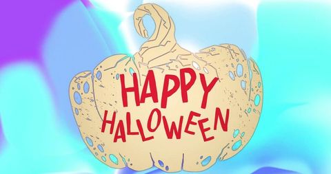 Stylized Halloween Pumpkin on Colorful Gradient Background