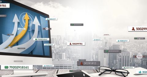 Digital Media Interface Projecting Over Modern Office Landscape - Download Free Stock Images Pikwizard.com