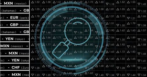 Cybersecurity Concept with Digital Stock Market Display