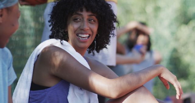 Athletic Woman Relaxing After Outdoor Workout - Download Free Stock Images Pikwizard.com