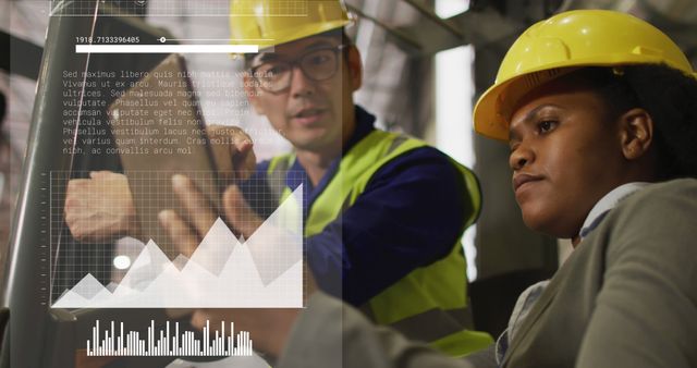 Engineers Analyzing Data on Transparent Screen in Construction Site - Download Free Stock Images Pikwizard.com