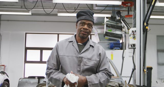 Experienced Auto Mechanic Standing in Workshop Wearing Uniform - Download Free Stock Images Pikwizard.com