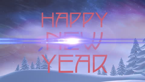 Happy New Year Text Over Winter Wonderland