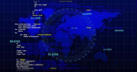 Displaying Centered World Map with Radar Rings and Code Readouts for Cyber Visualization