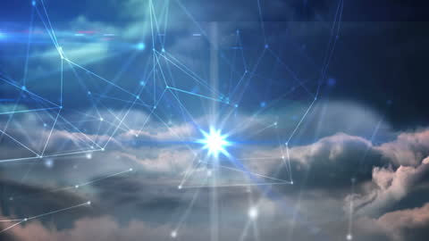 Digital Network Architecture Over Cloudy Sky