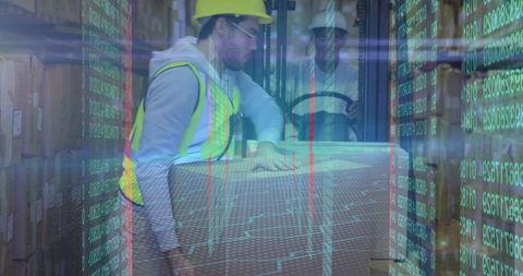 Digital Data Visualization in Industrial Warehouse Environment - Download Free Stock Images Pikwizard.com