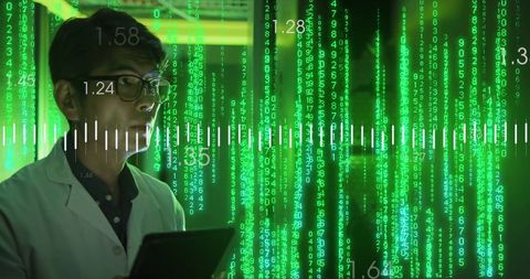 Scientist Interacting with Digital Data in Server Room - Download Free Stock Images Pikwizard.com