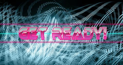 Futuristic Neon Get Ready Text with Digital Glowing Fractal Lines - Download Free Stock Images Pikwizard.com
