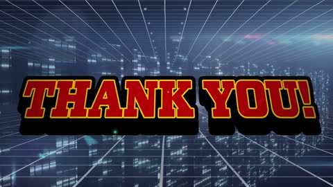 Digital Thank You Message with Futuristic City Background