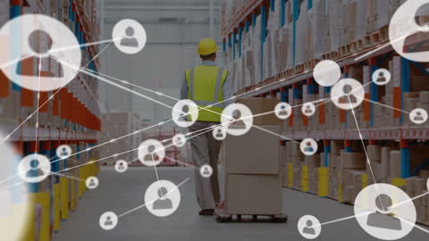 Warehouse Worker Navigating Network in Supply Chain