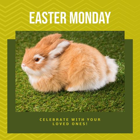 easter monday celebration with fluffy rabbit - Download Free Stock Templates Pikwizard.com