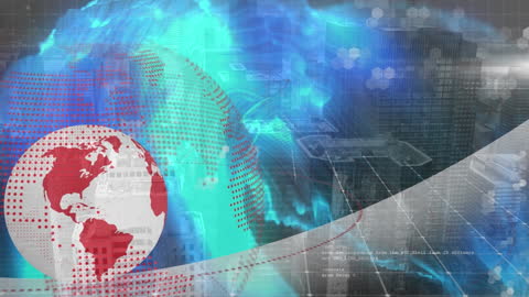 Digital Globe and Technology Waves in Cityscape