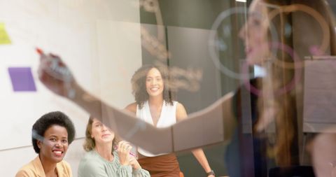 Casual Businesswoman Presenting in Modern Office Meeting - Download Free Stock Images Pikwizard.com