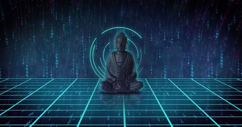 Buddha Zen in Digital Matrix World - Download Free Stock Images Pikwizard.com