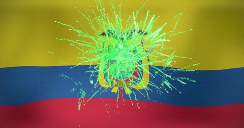 Celebratory Firework Display Over Ecuadorian Flag