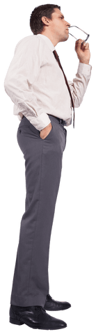 Transparent Thinking Businessman in Formal Attire Contemplates Decision