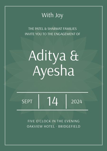 Elegant Engagement Invitation with Green Floral Design - Download Free Stock Videos Pikwizard.com