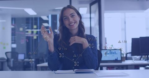 Businesswoman Engagement Concept with Data overlaid