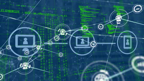 Digital Network and Data Connection Animation with Tech Symbols