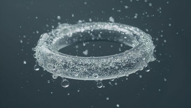 Floating Translucent Ring Pendant in Water, Drops and Bubbles for Futuristic Theme