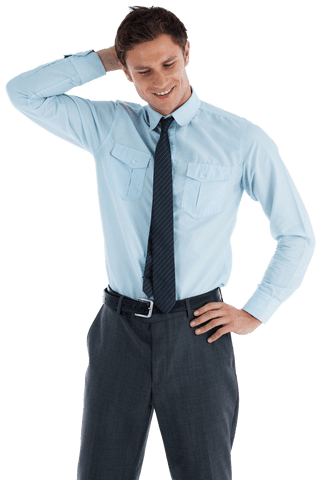 Thoughtful Businessman with Hand on Head Transparent Background