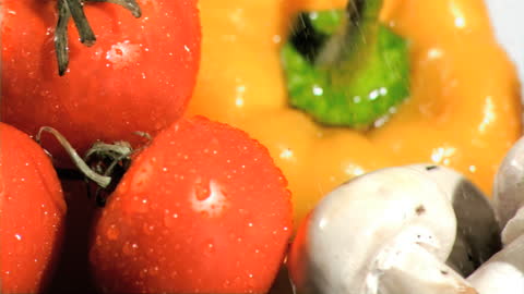 Fresh Vegetables Drenched in Water