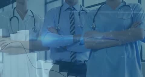 Medical Professionals Presenting Health Data with Technology Overlays