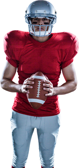 Transparent Athlete in American Football Uniform Holding Ball - Download Free Stock Videos Pikwizard.com