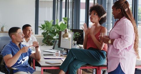 Corporate Team Collaboration Near Laptop