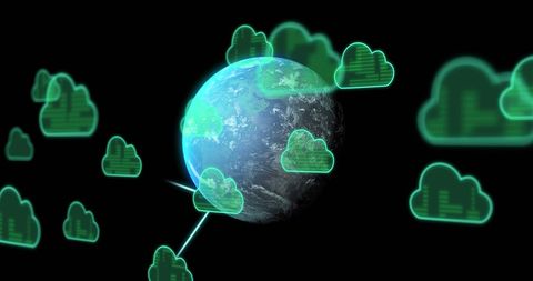Global Data Processing with Digital Cloud Connections - Download Free Stock Images Pikwizard.com