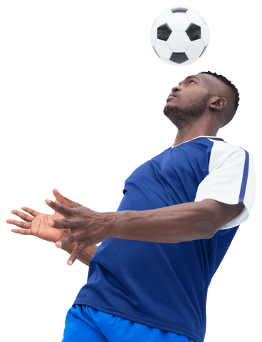 Focused Football Player Juggling Ball Transparent Background