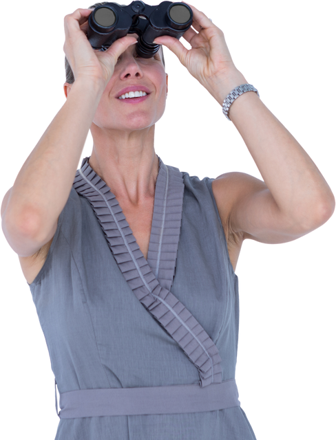 Transparent Businesswoman Using Binoculars to Look Ahead - Download Free Stock Videos Pikwizard.com