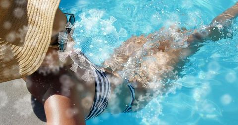Swimming in Pool with Virus Illustration Highlighting Health Awareness - Download Free Stock Images Pikwizard.com