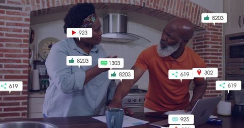 African American Couple Engaging with Social Media at Home