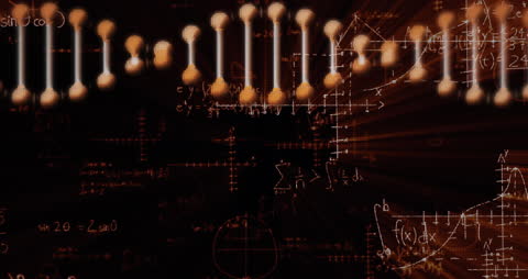 Abstract Animation of Spinning DNA and Digital Numbers